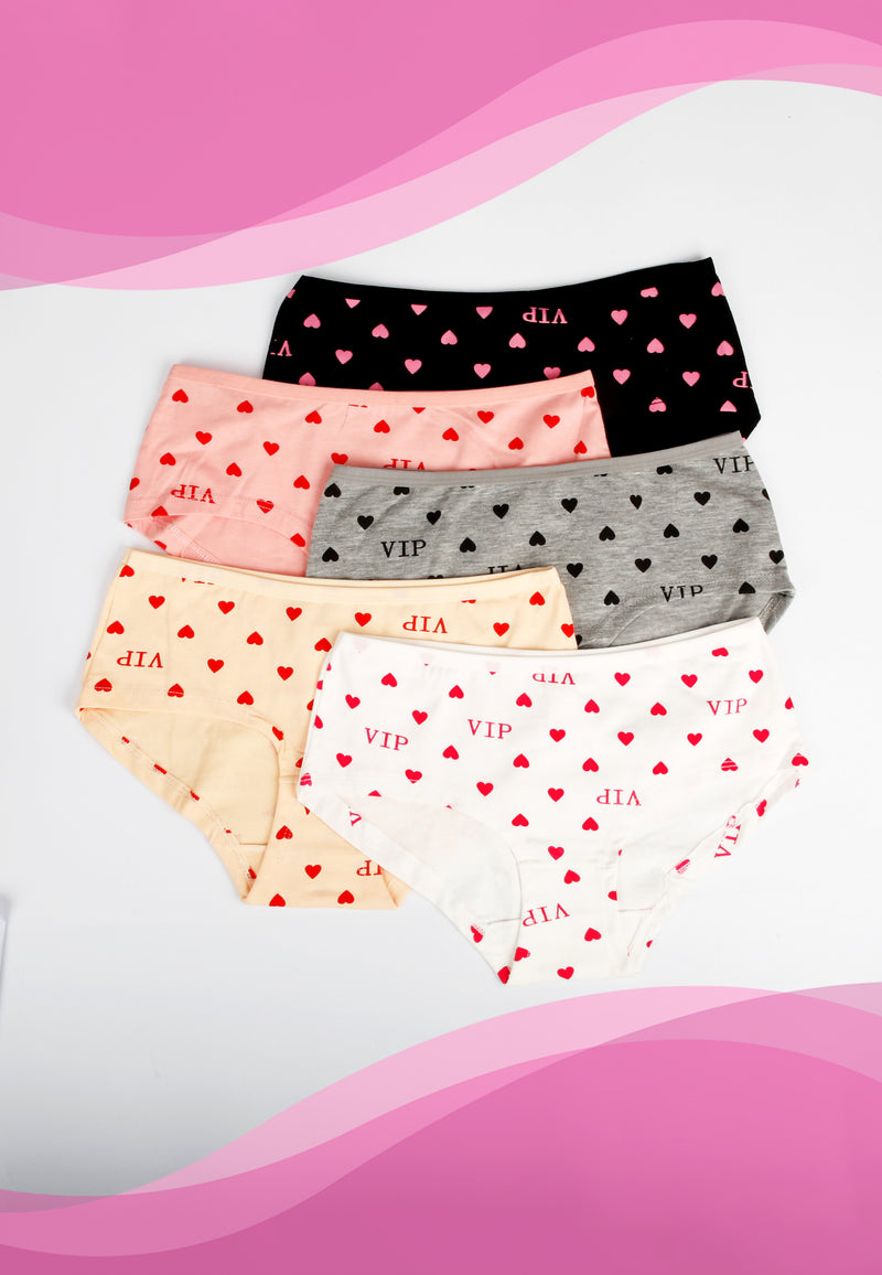 VIP Ladies Cotton Panty Minimal Heart Design | Dozen