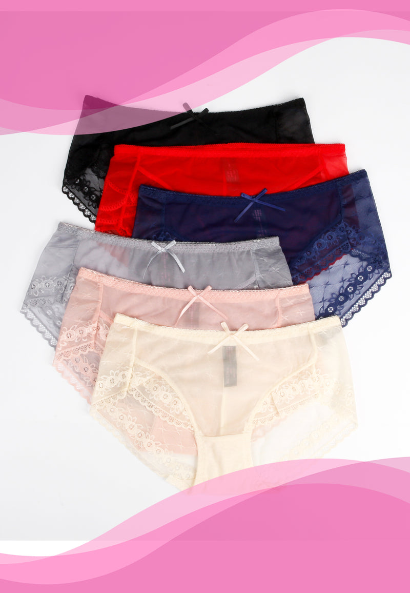 Ladies See-trough Sexy Laced Panty Low Waist Breathable Undies | Dozen