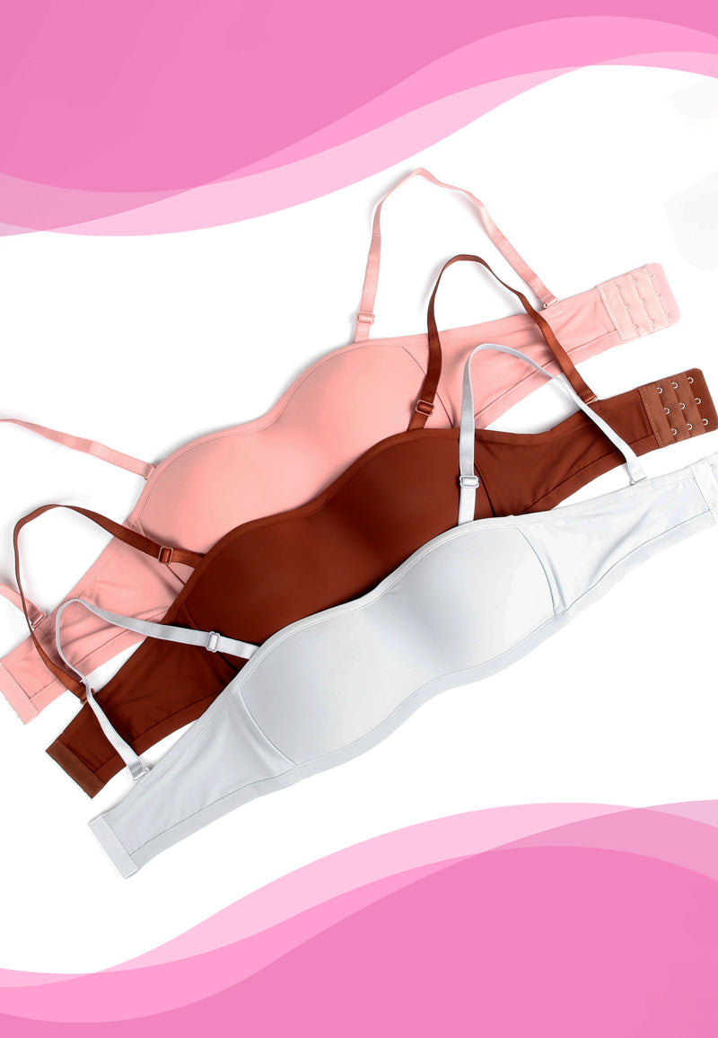 New Padded Non-wire Plain Brassiere Removable Straps