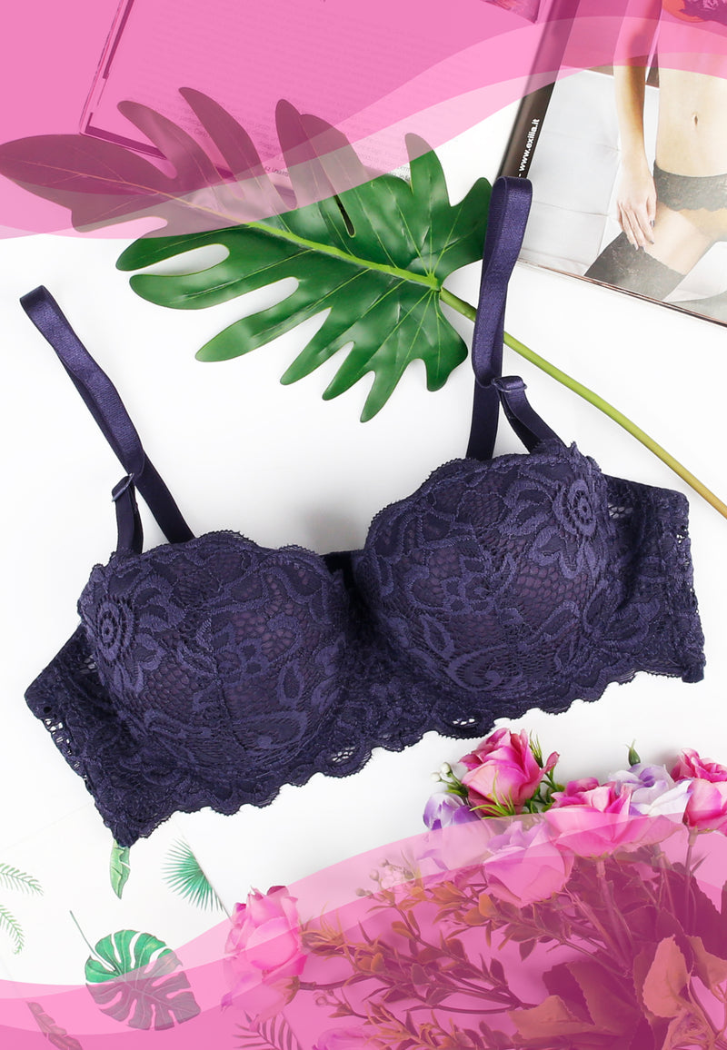 Laced Underwire Push-up Bra for Ladies