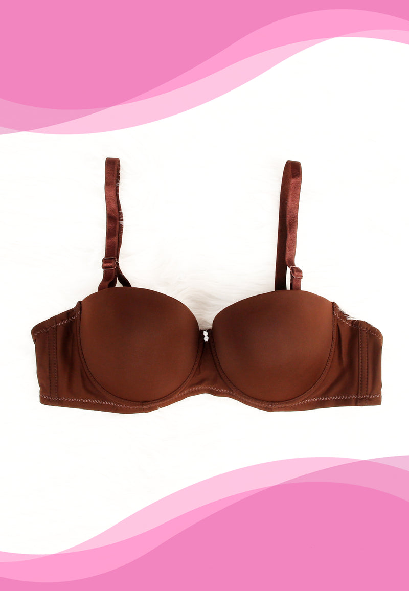 Plain Padded Underwired Strapless Brassiere