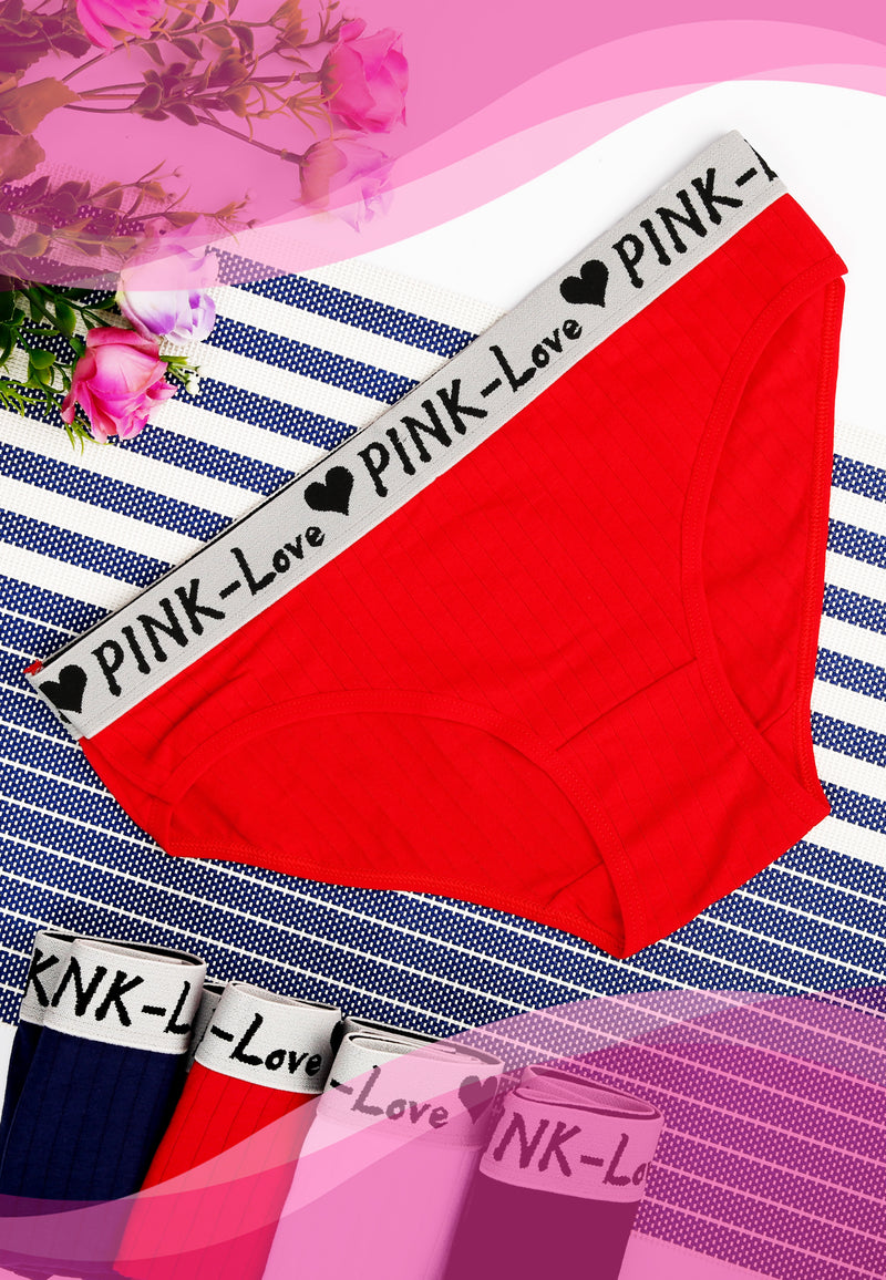 Ladies Pink-Love Basic Cotton Panty | Dozen