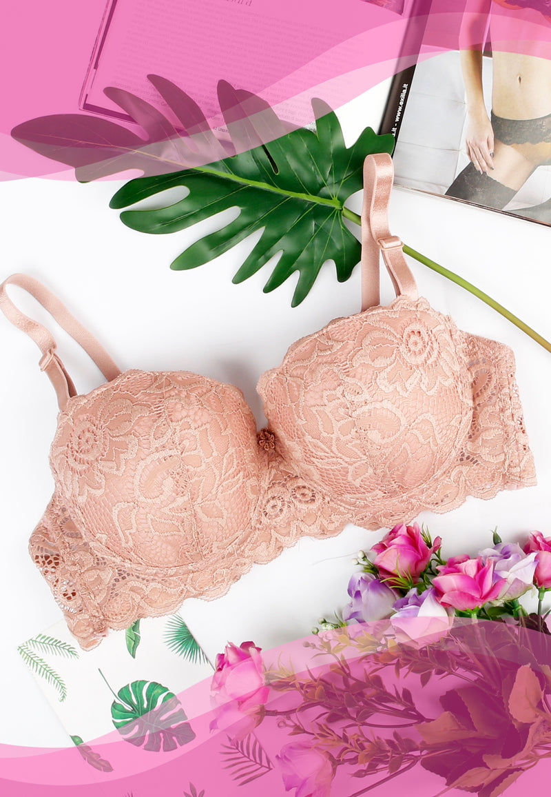 Laced Underwire Push-up Bra for Ladies