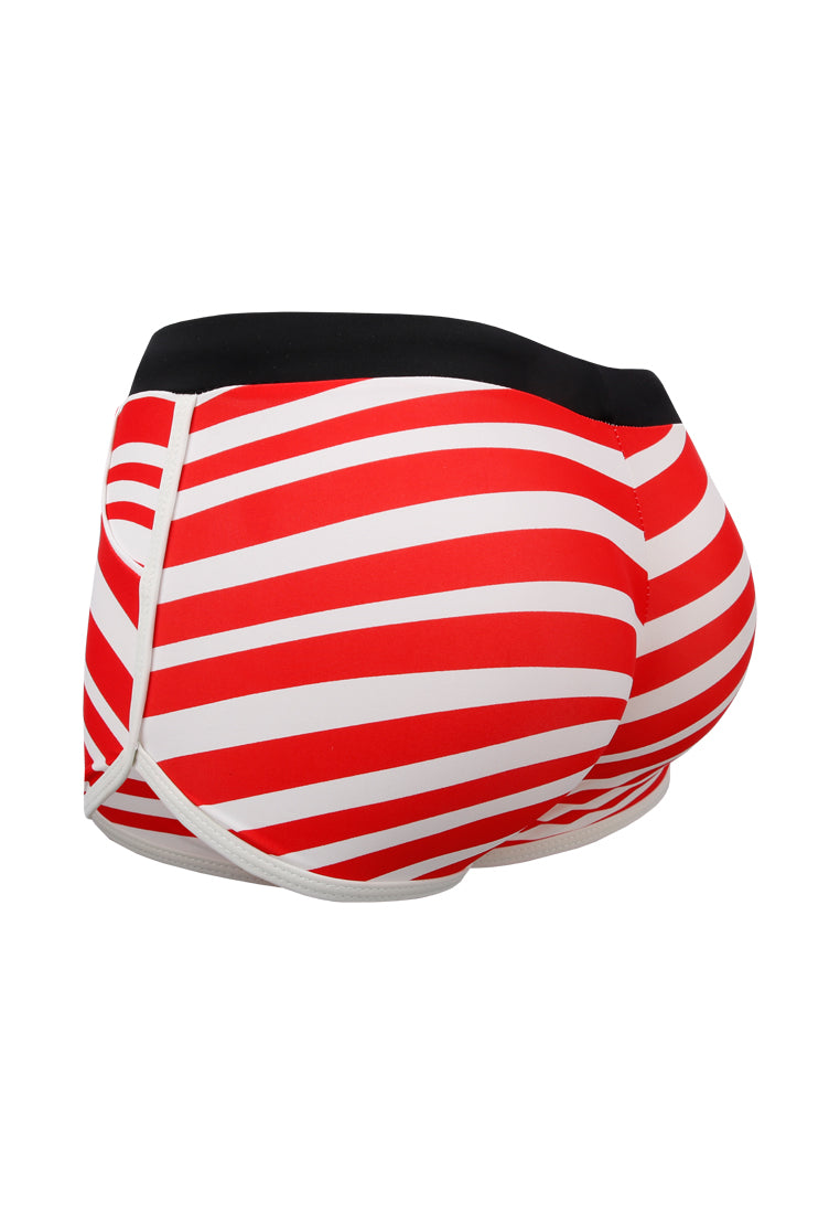 Stripes Cropped Top Rash guard And Swim Shorts Set