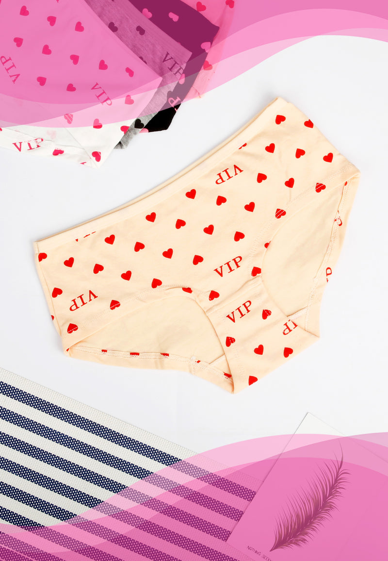 VIP Ladies Cotton Panty Minimal Heart Design | Dozen