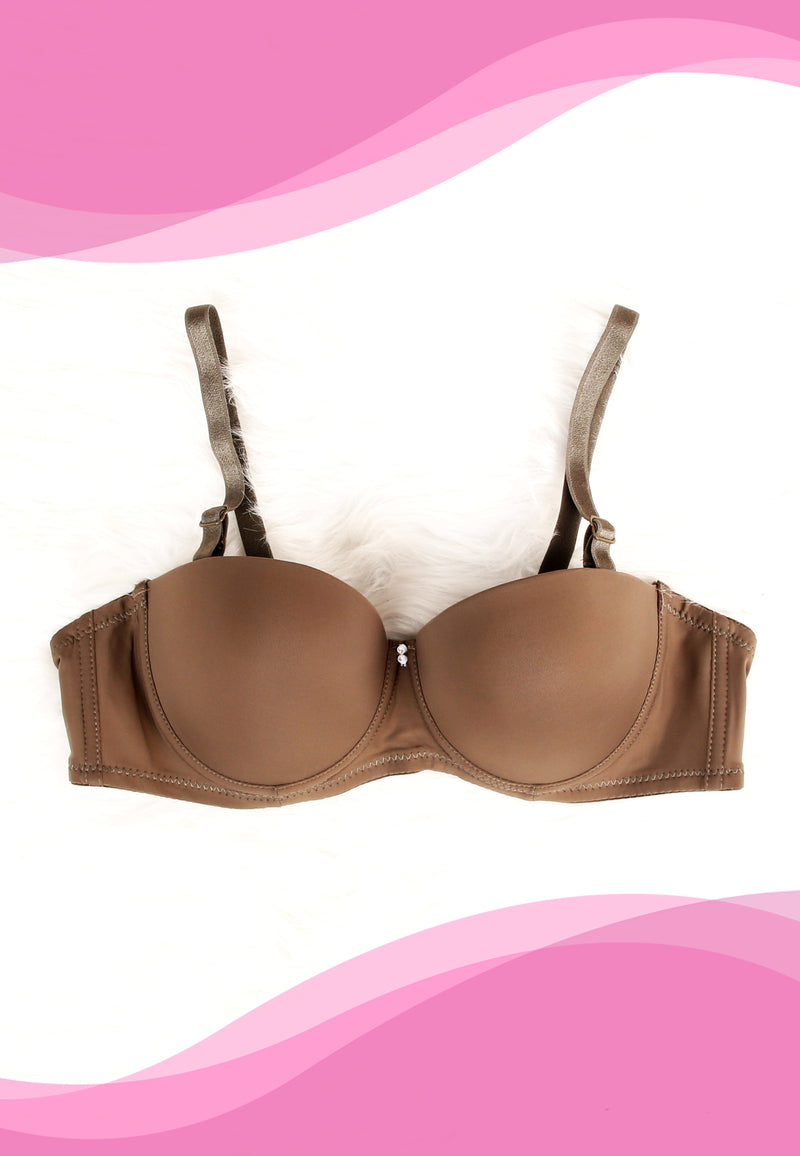 Plain Padded Underwired Strapless Brassiere