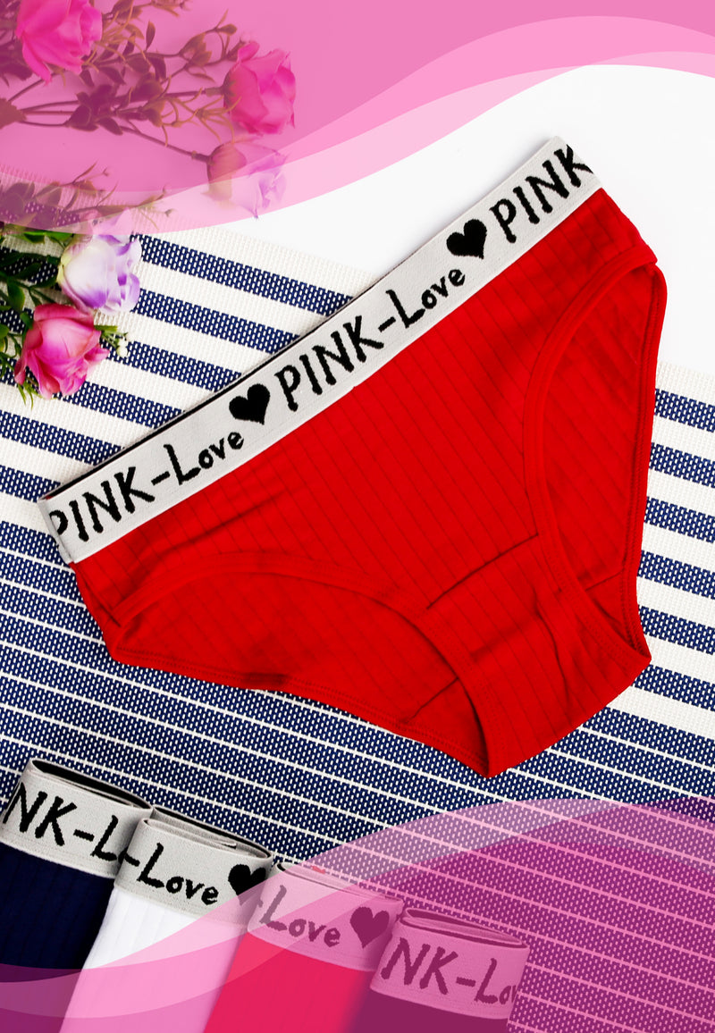 Ladies Pink-Love Basic Cotton Panty | Dozen