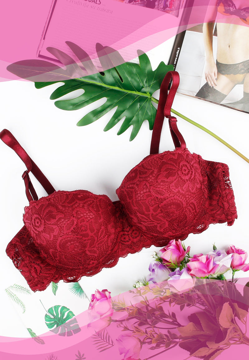 Laced Underwire Push-up Bra for Ladies