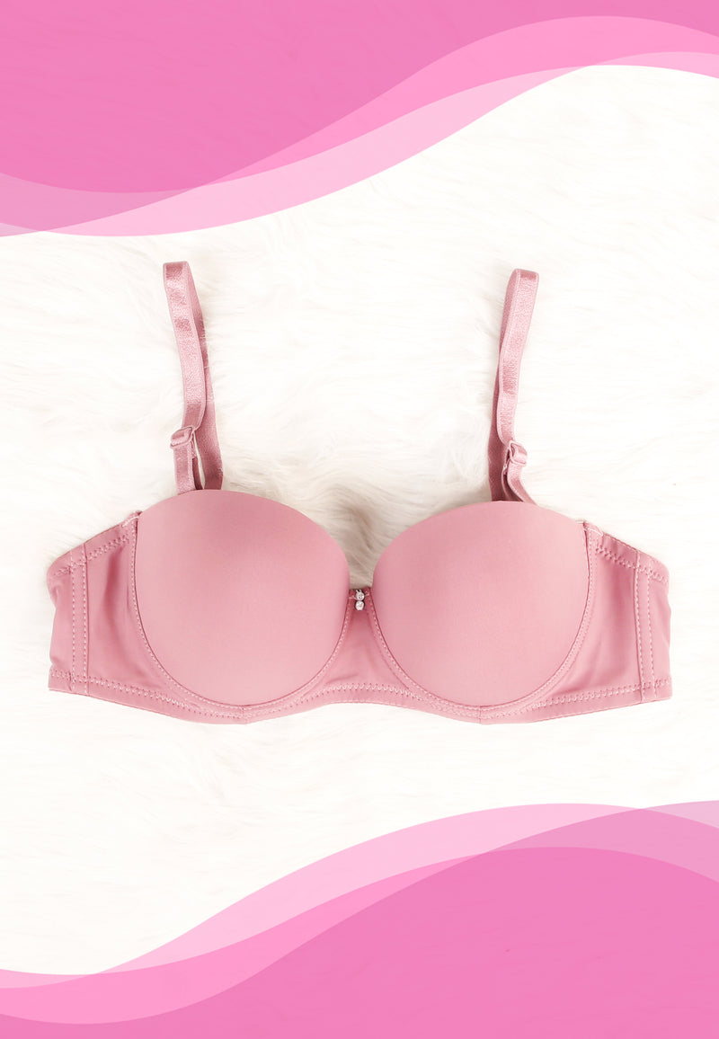 Plain Padded Underwired Strapless Brassiere