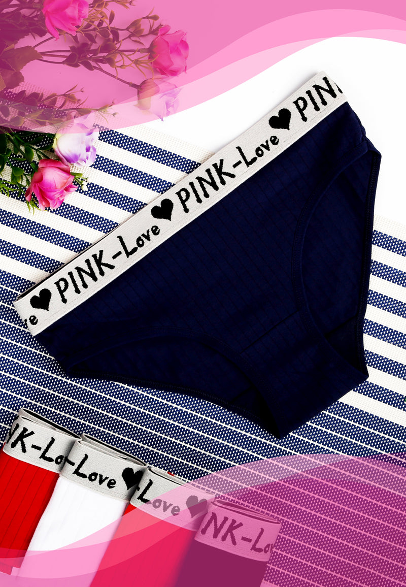 Ladies Pink-Love Basic Cotton Panty | Dozen