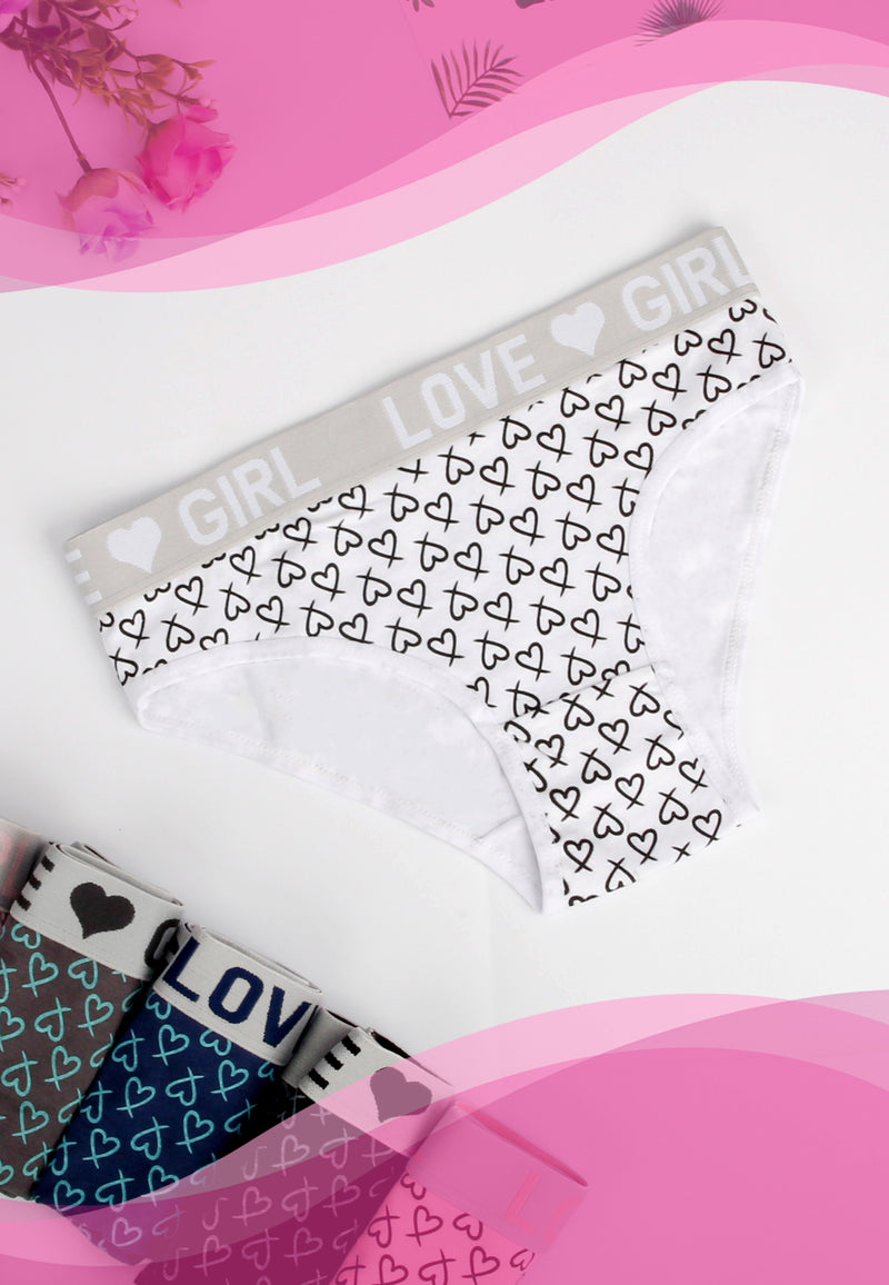 Ladies Cotton Panty Minimal Heart Design | Dozen