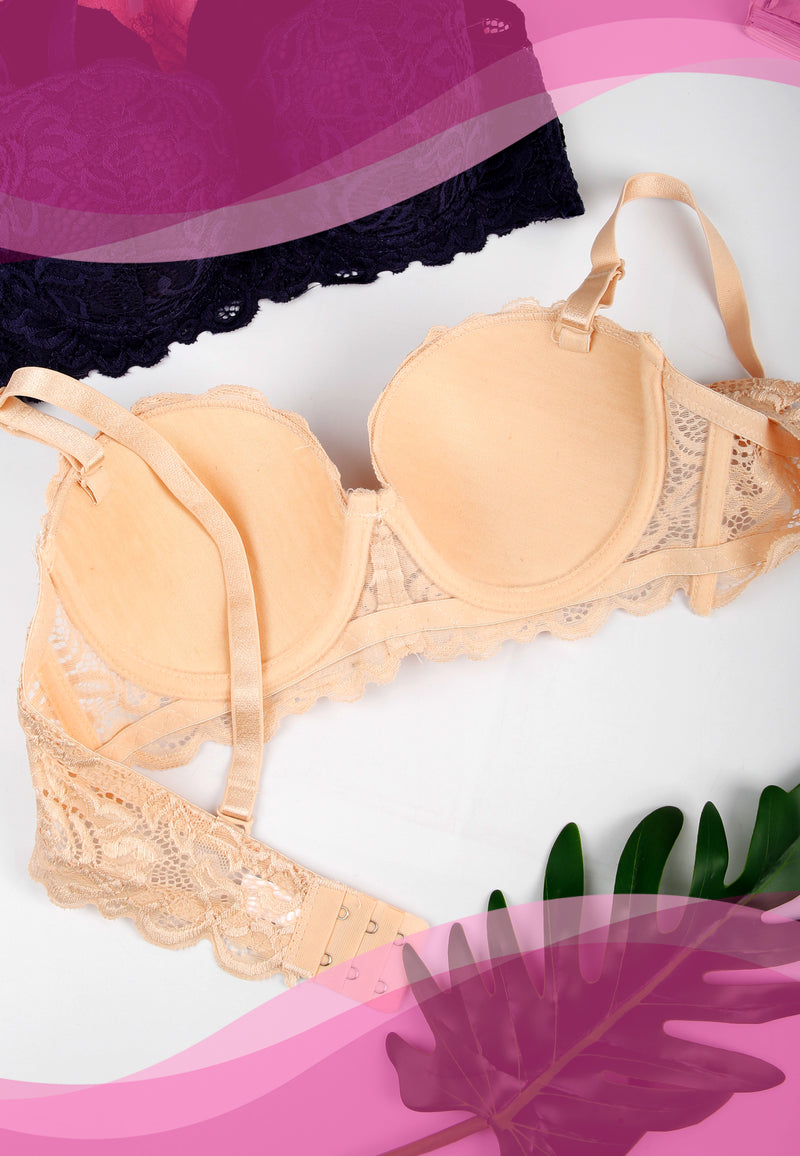 Laced Underwire Push-up Bra for Ladies