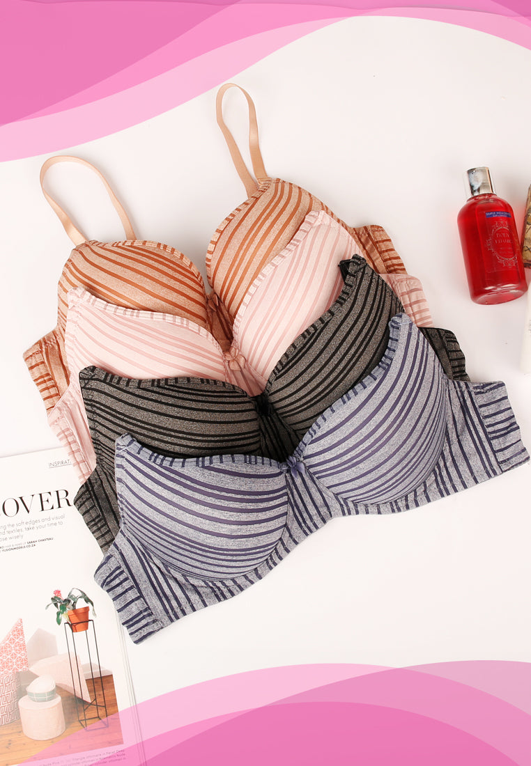 Stripe Moulded Padded Underwire Bra