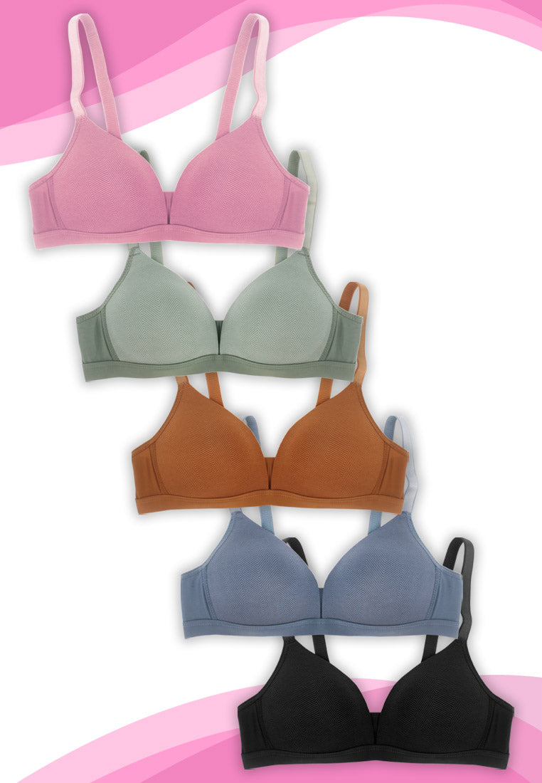 Soft-Padded T-Shirt Wide Strap Non-Wire Bra